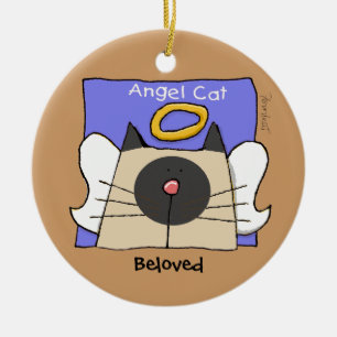 Siamese Keepsake Cat Angel Personalise Ceramic Tree Decoration