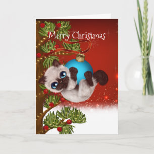 Siamese Kitten Christmas Card