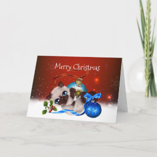 Siamese Kitten Christmas Card