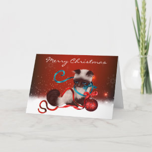 Siamese Kitten Christmas Card