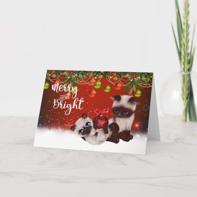 Siamese Kitten Christmas Card (Front)