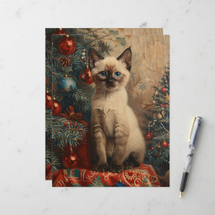 Siamese Kitten Christmas Cat Scrapbook Paper