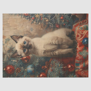 Siamese Kitten Christmas Vintage Cat Decoupage Tissue Paper