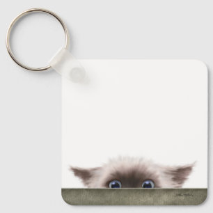 Siamese Kitten Stalking You Cartoon Key Ring
