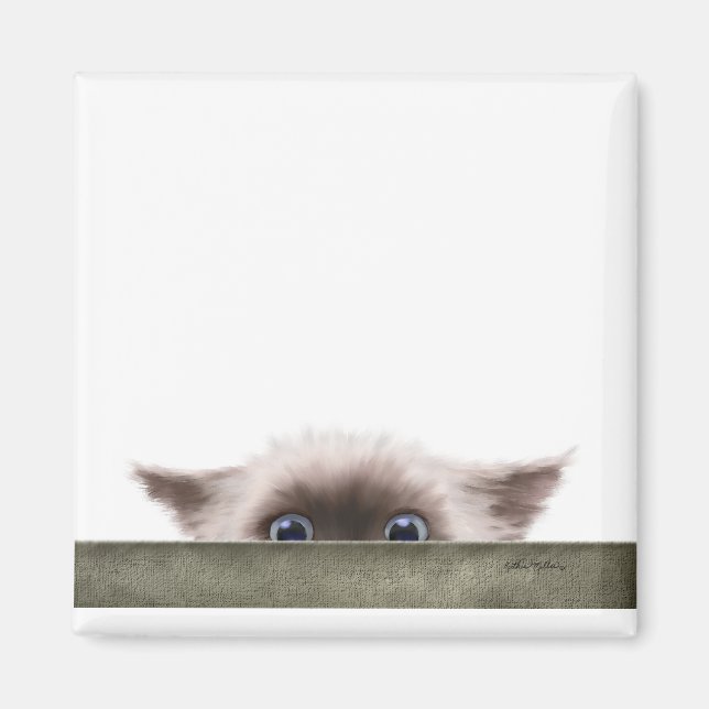 Siamese Kitten Stalking You Cartoon Magnet (Front)