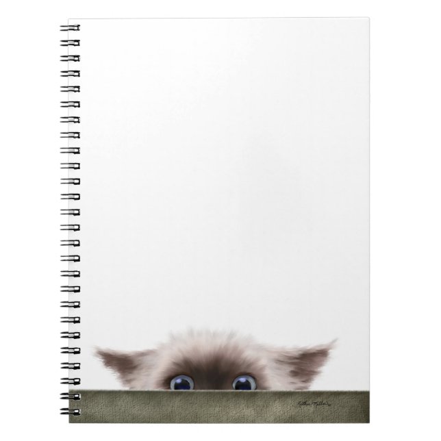 Siamese Kitten Stalking You Cartoon Notebook (Front)