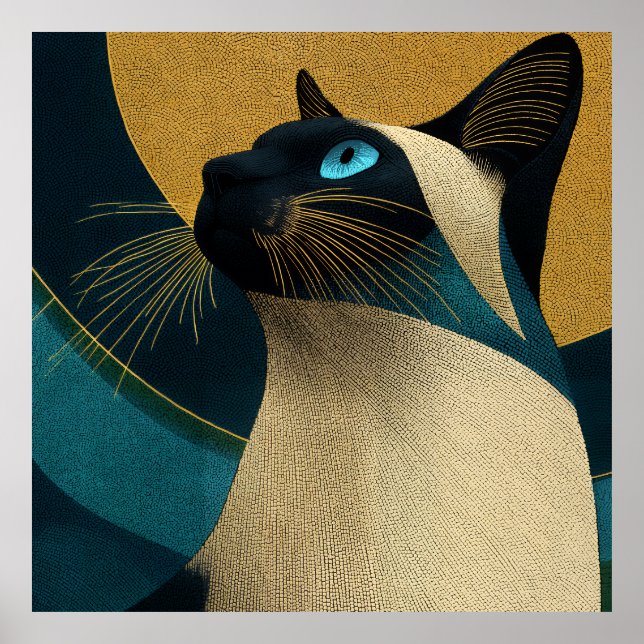 Siamese Mosaic Portrait Poster (Front)