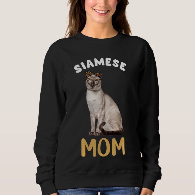 Siamese Mum Mama Cat  Owner Leopard Print Kitty Ki Sweatshirt (Front)