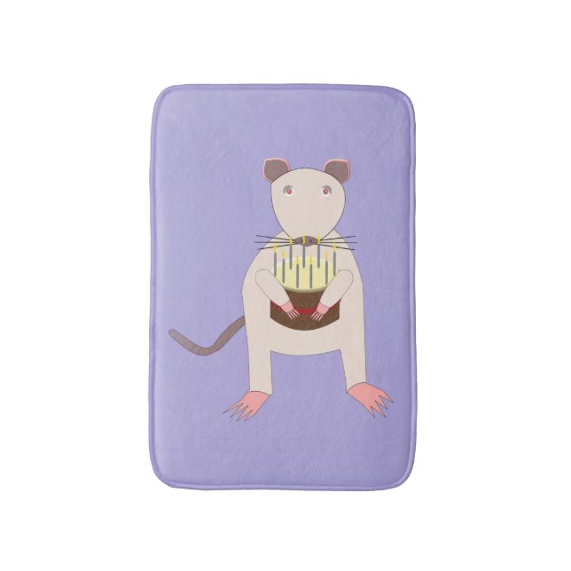 Siamese Rat with Birthday Cake Bath Mat (Front Vertical)