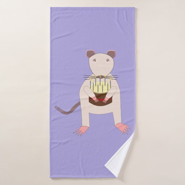 Siamese Rat with Birthday Cake Bath Towel (Bath Towel)