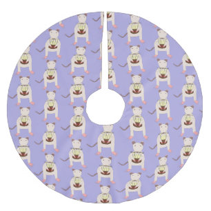 Siamese Rat with Birthday Cake Brushed Polyester Tree Skirt