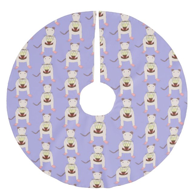 Siamese Rat with Birthday Cake Brushed Polyester Tree Skirt (Front)
