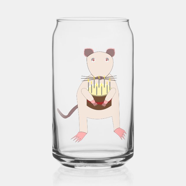 Siamese Rat with Birthday Cake Can Glass (Front)