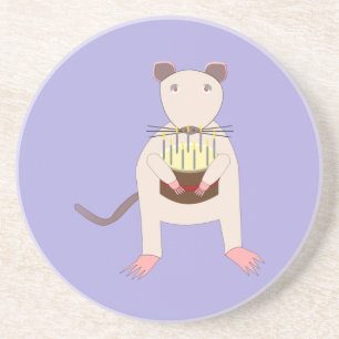 Siamese Rat with Birthday Cake Coaster