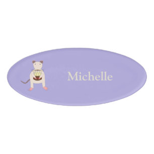 Siamese Rat with Birthday Cake Custom Name Tag