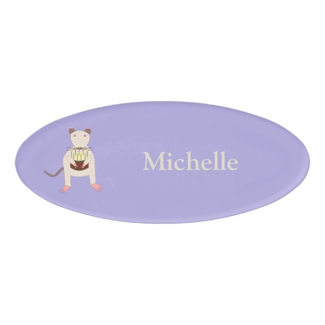 Siamese Rat with Birthday Cake Custom Name Tag (Front)