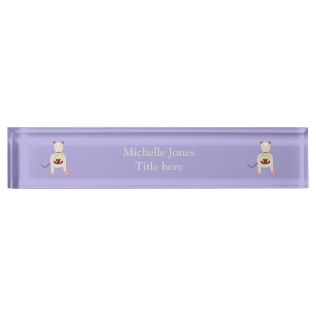 Siamese Rat with Birthday Cake Custom Nameplate (Front)
