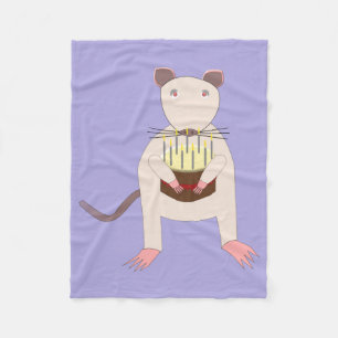 Siamese Rat with Birthday Cake Fleece Blanket