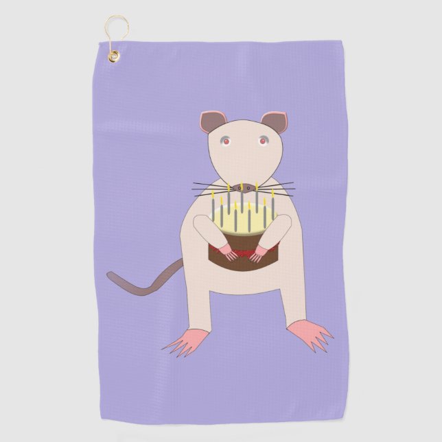 Siamese Rat with Birthday Cake Golf Towel (Front)