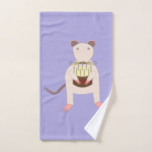 Siamese Rat with Birthday Cake Hand Towel