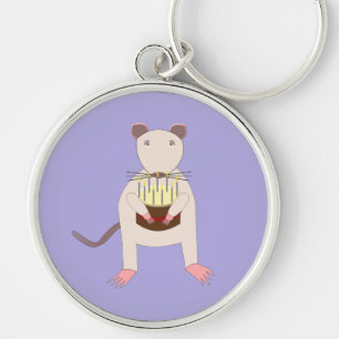 Siamese Rat with Birthday Cake Key Ring