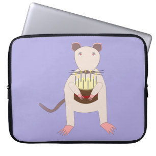 Siamese Rat with Birthday Cake Laptop Sleeve