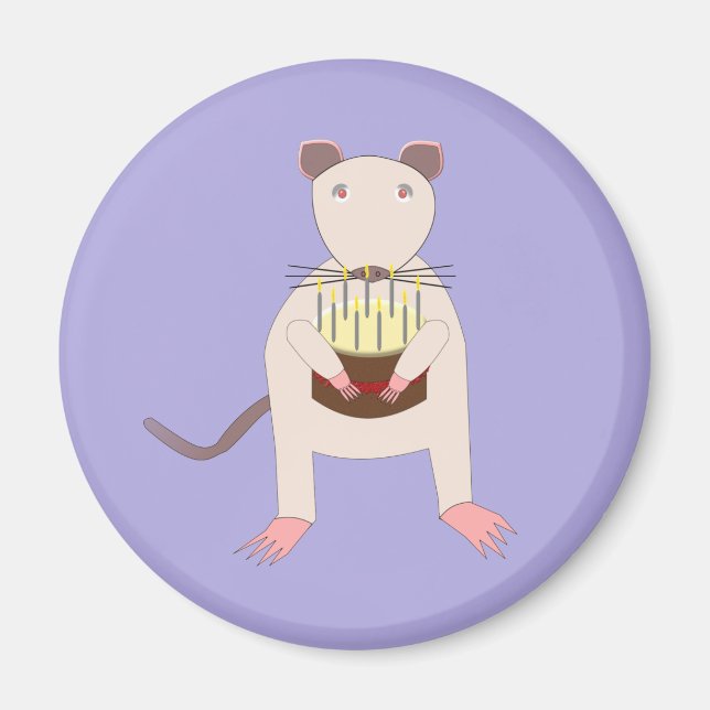 Siamese Rat with Birthday Cake Magnet (Front)