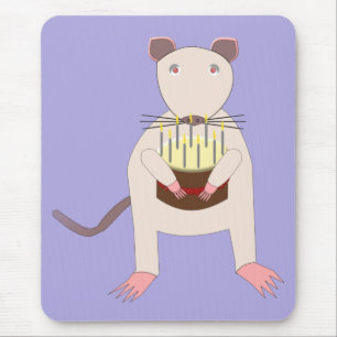 Siamese Rat with Birthday Cake Mouse Mat