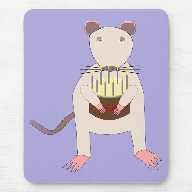 Siamese Rat with Birthday Cake Mouse Mat (Front)
