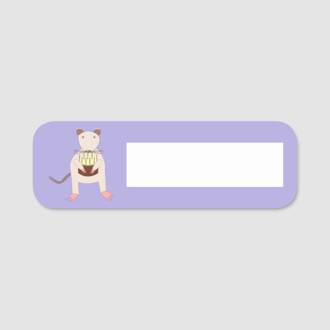 Siamese Rat with Birthday Cake Name Tag (Front)