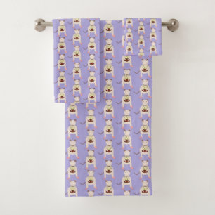 Siamese Rat with Birthday Cake Patterned Bath Towel Set