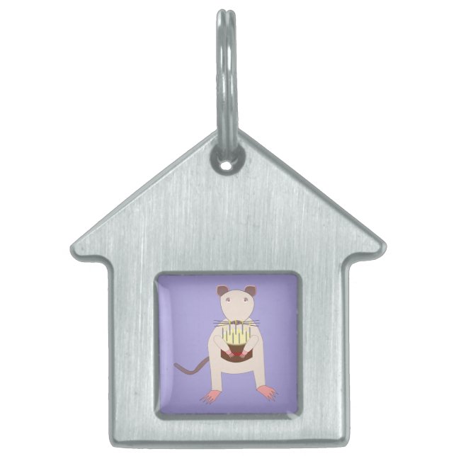 Siamese Rat with Birthday Cake Pet ID Tag (Front)