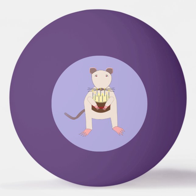 Siamese Rat with Birthday Cake Ping Pong Ball (Front)