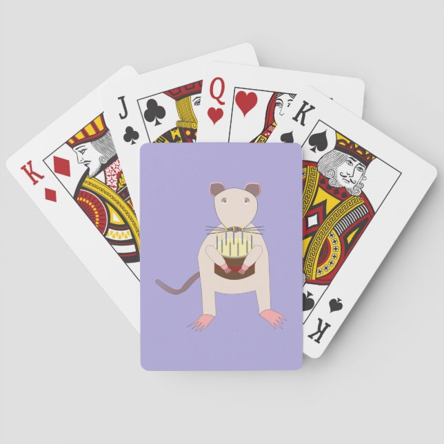 Siamese Rat with Birthday Cake Playing Cards (Back)