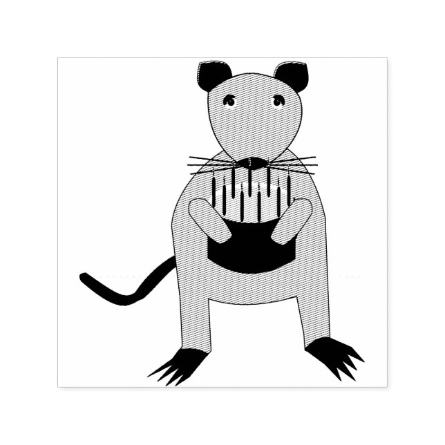 Siamese Rat with Birthday Cake Self-inking Stamp (Design)