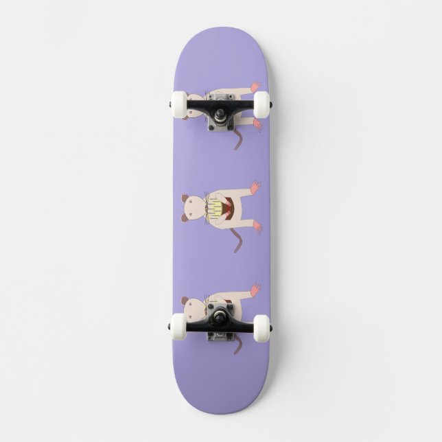 Siamese Rat with Birthday Cake Skateboard (Front)
