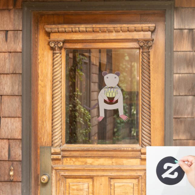 Siamese Rat with Birthday Cake Window Cling (Home Door)