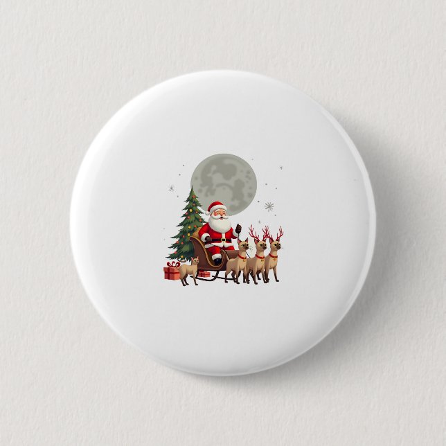 Siamese Reindeer Christmas Siamese Cat Lover Gifts 6 Cm Round Badge (Front)