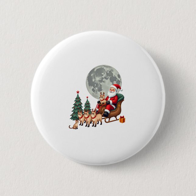 Siamese Reindeer Christmas Siamese Cat Lover Gifts 6 Cm Round Badge (Front)