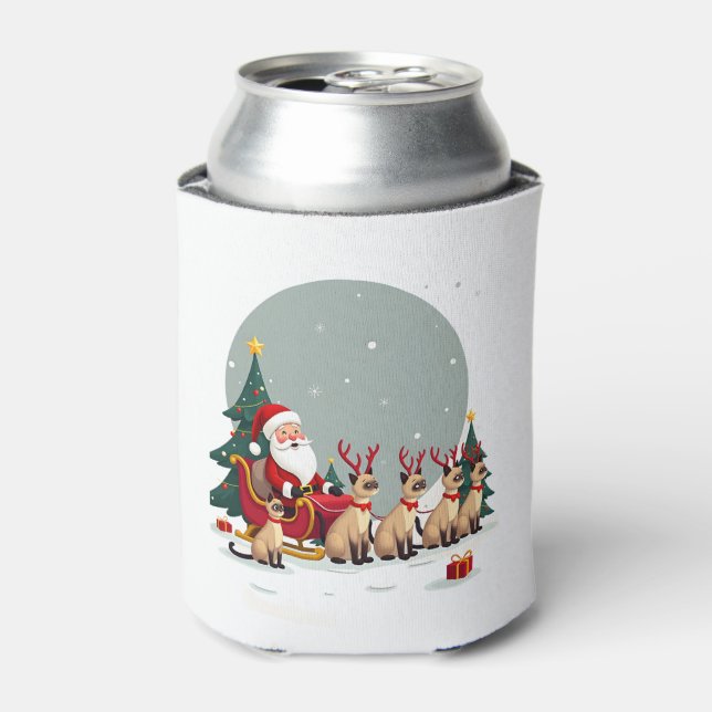 Siamese Reindeer Christmas Siamese Cat Lover Gifts Can Cooler (Can Front)