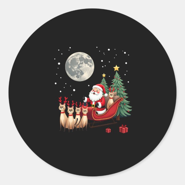 Siamese Reindeer Christmas Siamese Cat Lover Gifts Classic Round Sticker (Front)