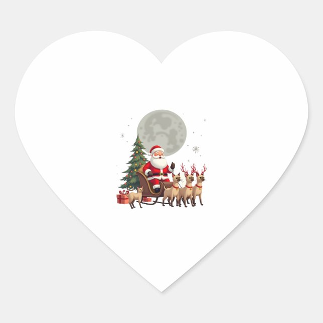Siamese Reindeer Christmas Siamese Cat Lover Gifts Heart Sticker (Front)