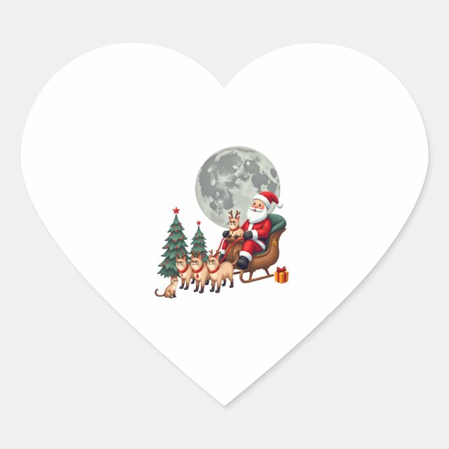 Siamese Reindeer Christmas Siamese Cat Lover Gifts Heart Sticker (Front)