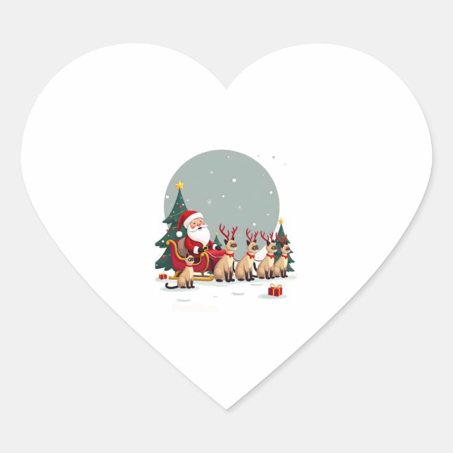 Siamese Reindeer Christmas Siamese Cat Lover Gifts Heart Sticker (Front)