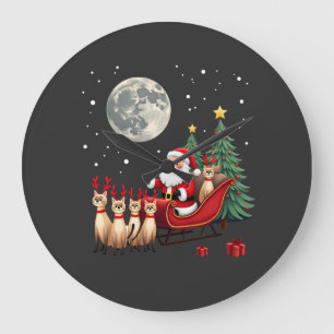 Siamese Reindeer Christmas Siamese Cat Lover Gifts Large Clock