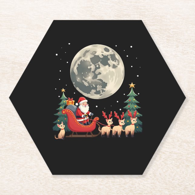 Siamese Reindeer Christmas Siamese Cat Lover Gifts Paper Coaster (Front)