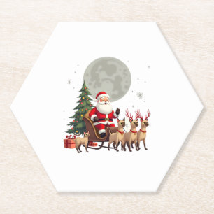 Siamese Reindeer Christmas Siamese Cat Lover Gifts Paper Coaster