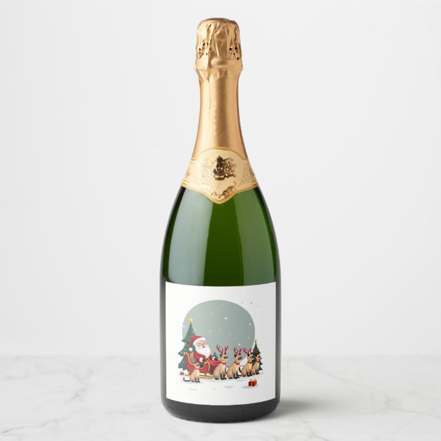 Siamese Reindeer Christmas Siamese Cat Lover Gifts Sparkling Wine Label (Front)