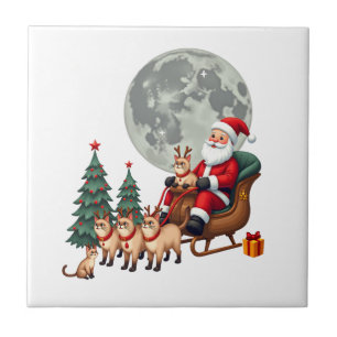 Siamese Reindeer Christmas Siamese Cat Lover Gifts Tile