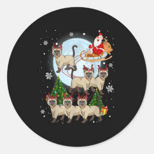 Siamese Reindeer Christmas Siamese Cat Lover Men W Classic Round Sticker